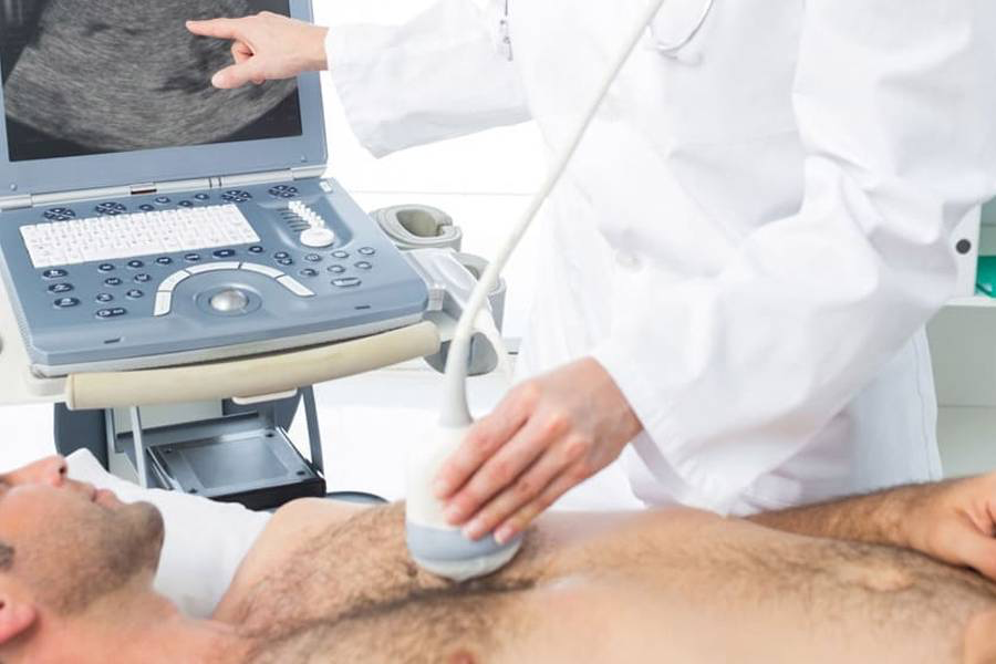 2D Echocardiography being performed by a cardiologist.